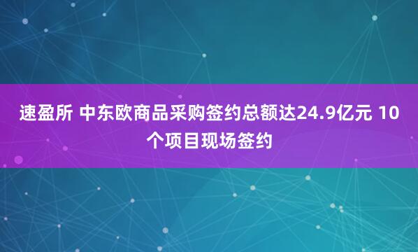 速盈所 中东欧商品采购签约总额达24.9亿元 10个项目现场签约